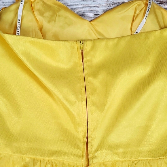 Masquerade | Ethereal Yellow Tulle Net Formal Black Tie Prom Dress - Picture 8 of 9